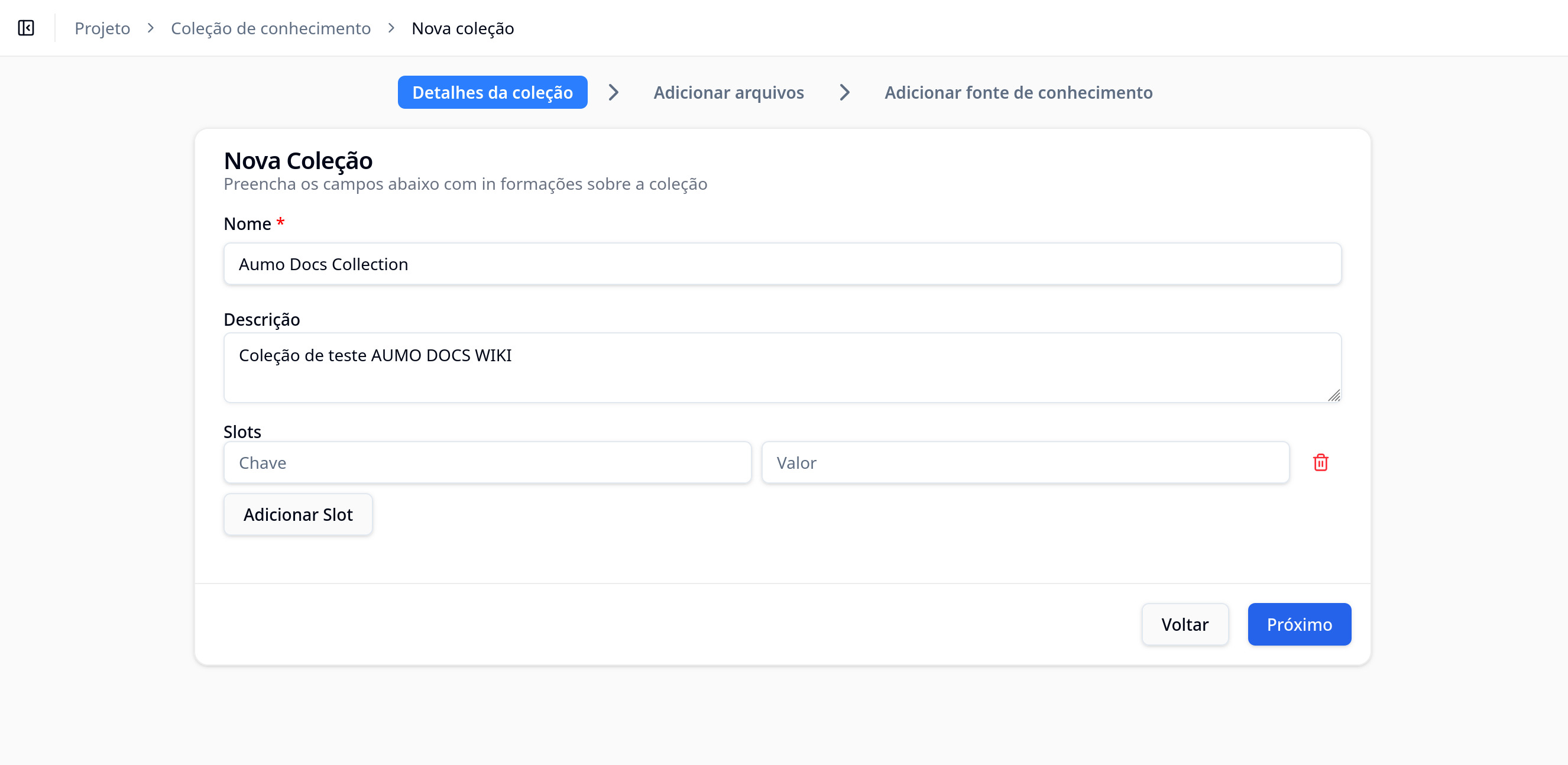 Botão nova coleção