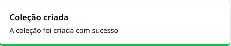 Coleção criada com sucesso