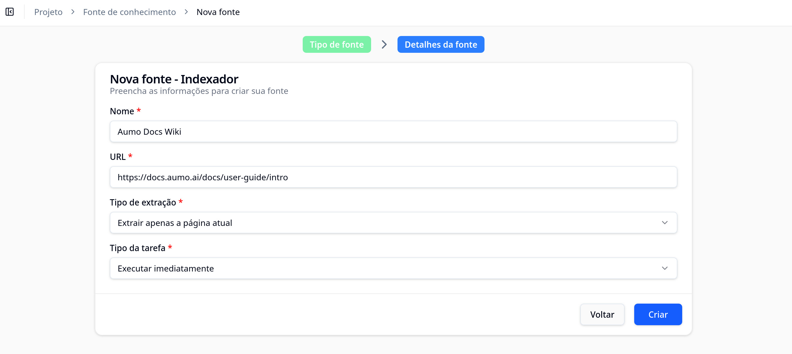 Configuração Indexador