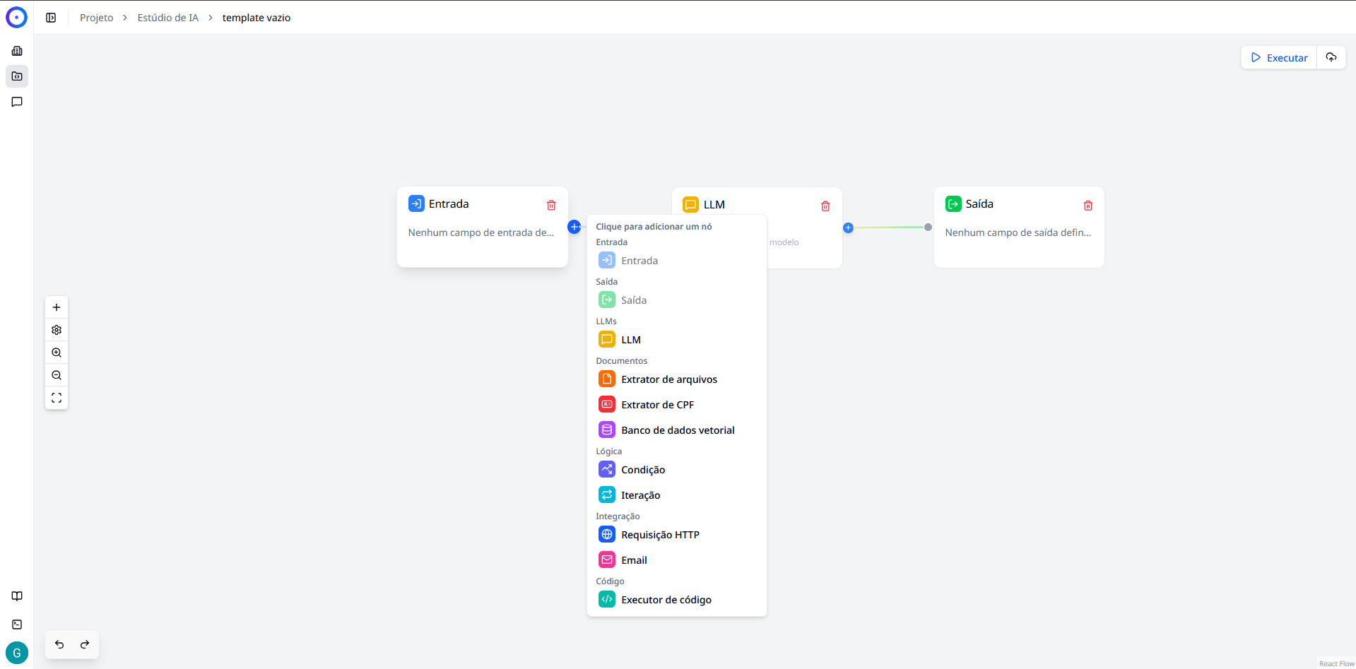 Menu de Seleção de Nós