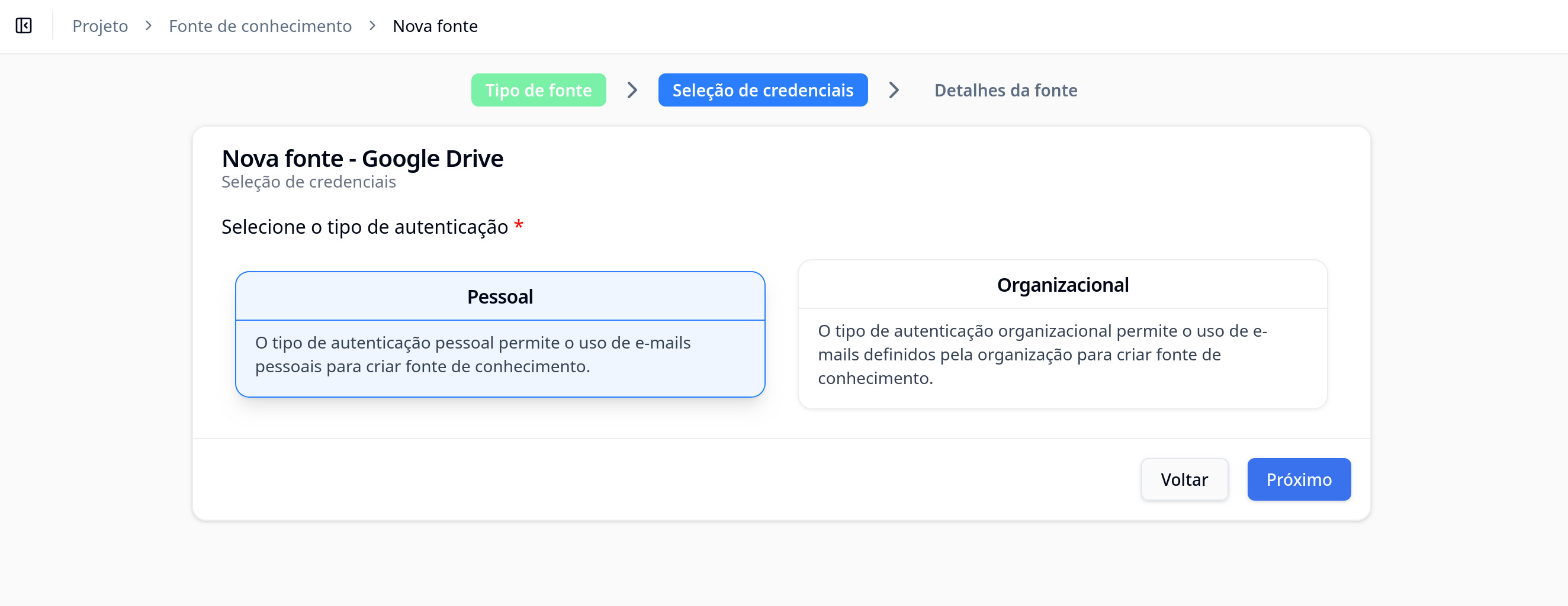 Source type selection