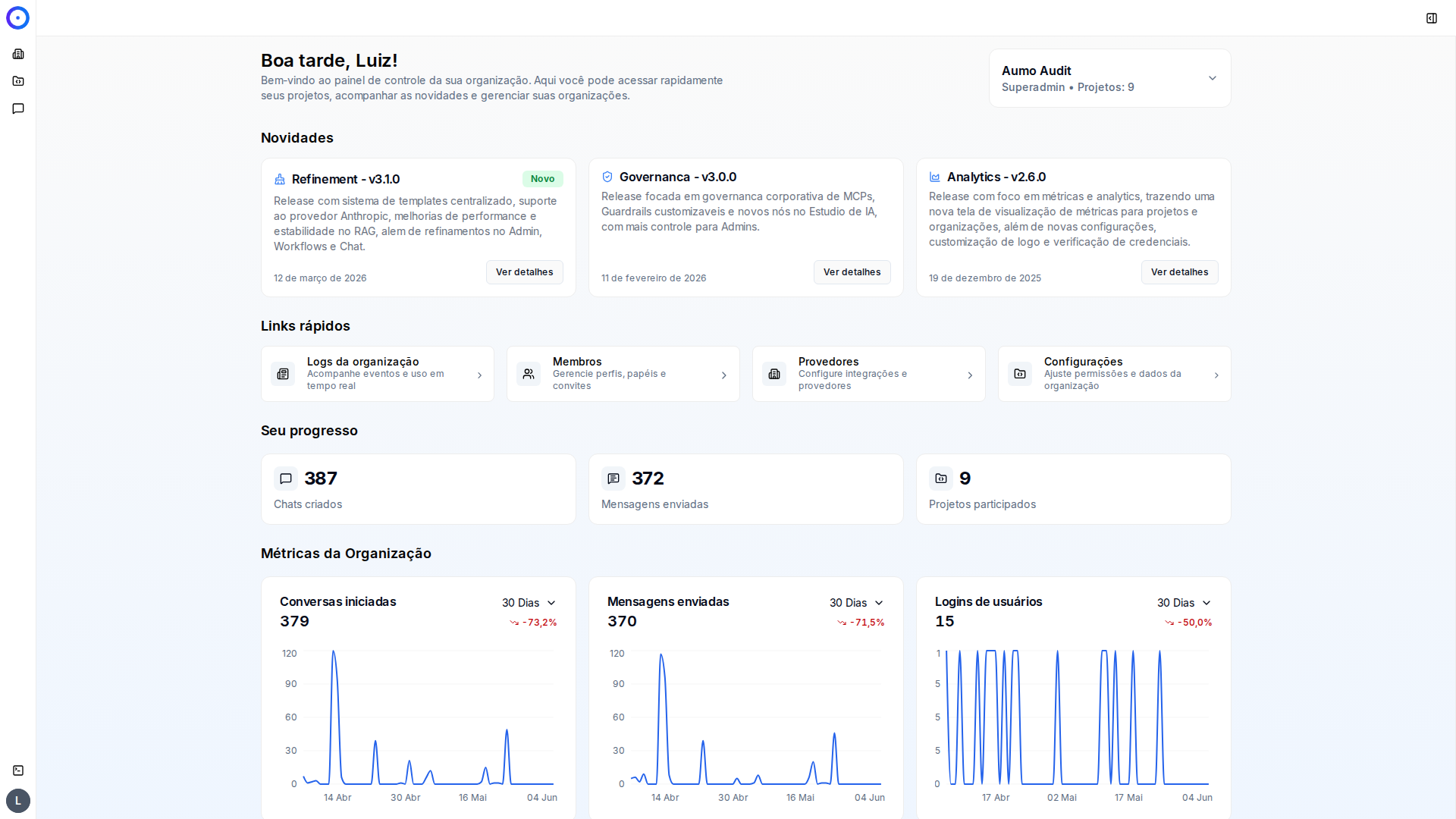 Start on the home dashboard